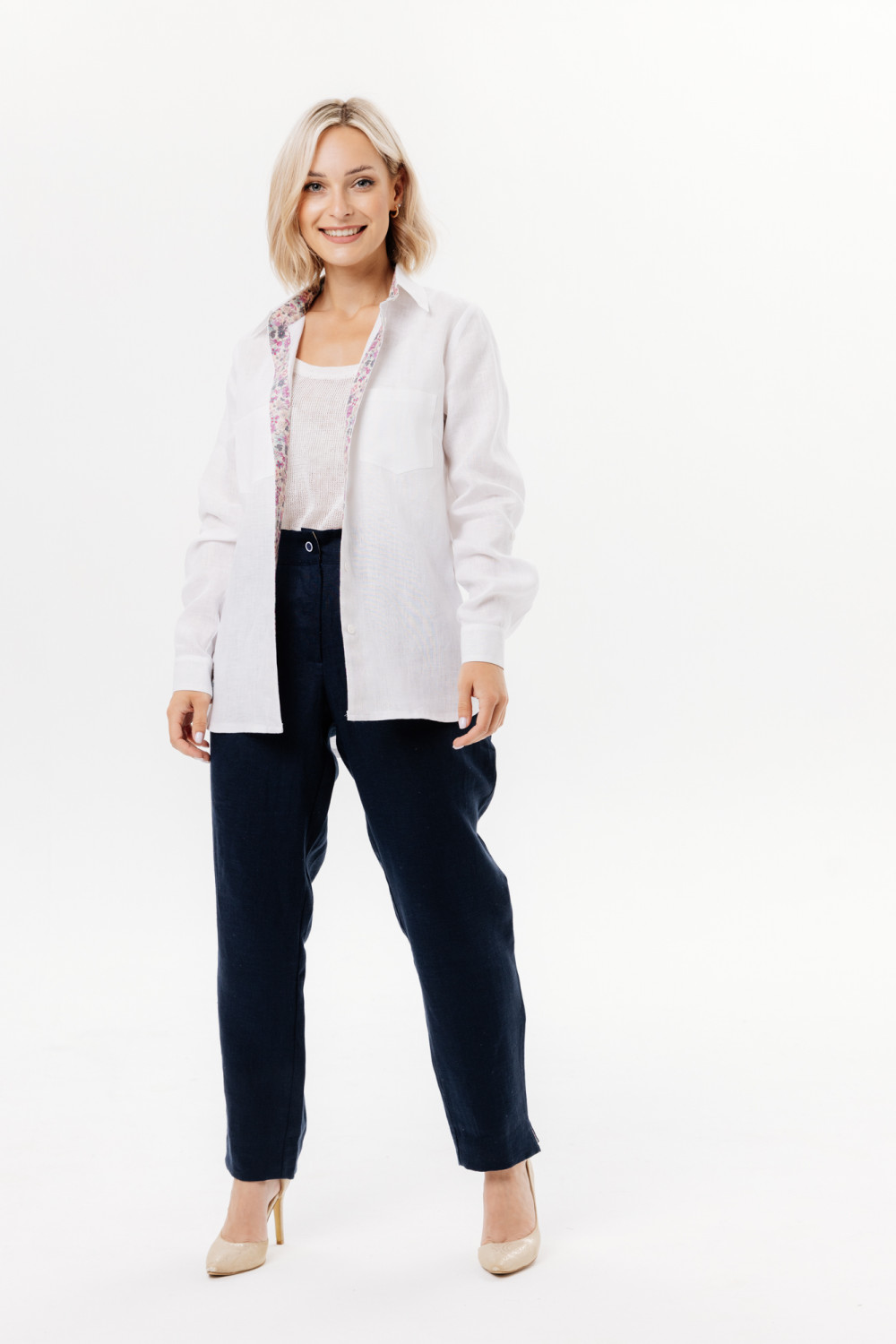 Брюки льняные 13-21 синие