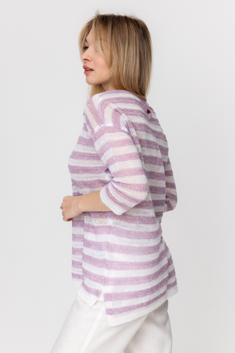 Джемпер из льна 4-317 фиалка меланж