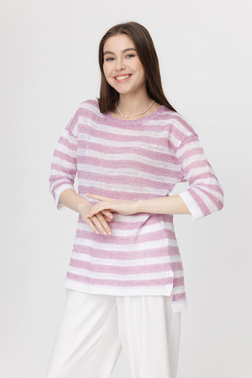 Джемпер из льна 4-317 фиалка меланж