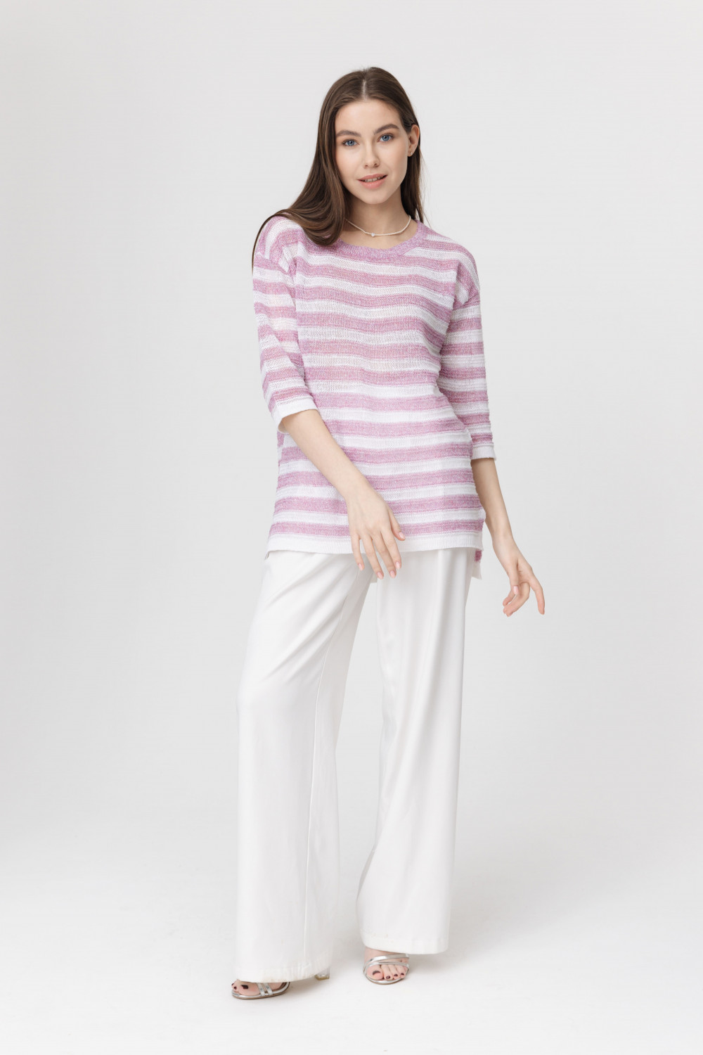 Джемпер из льна 4-317 фиалка меланж