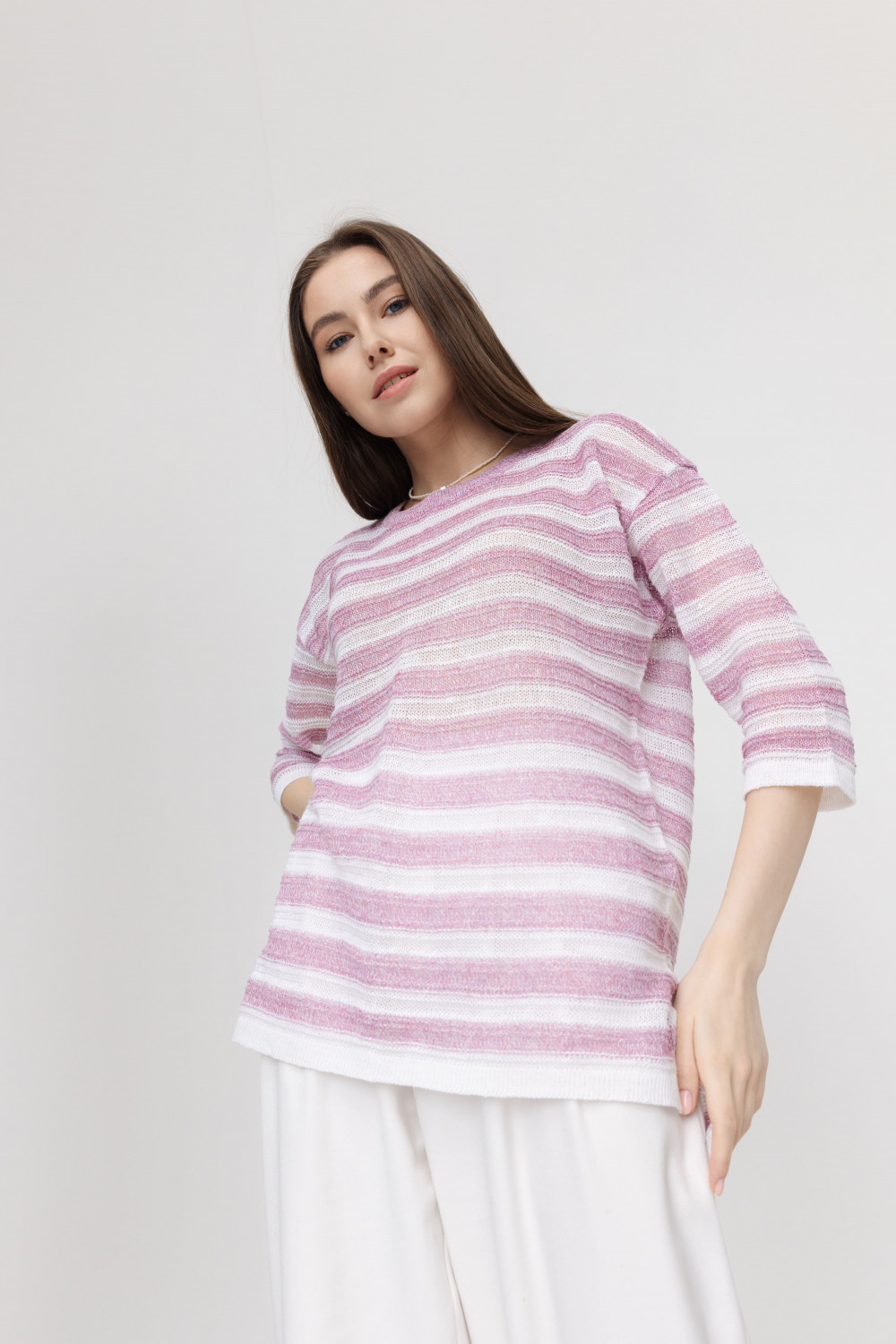 Джемпер из льна 4-317 фиалка меланж