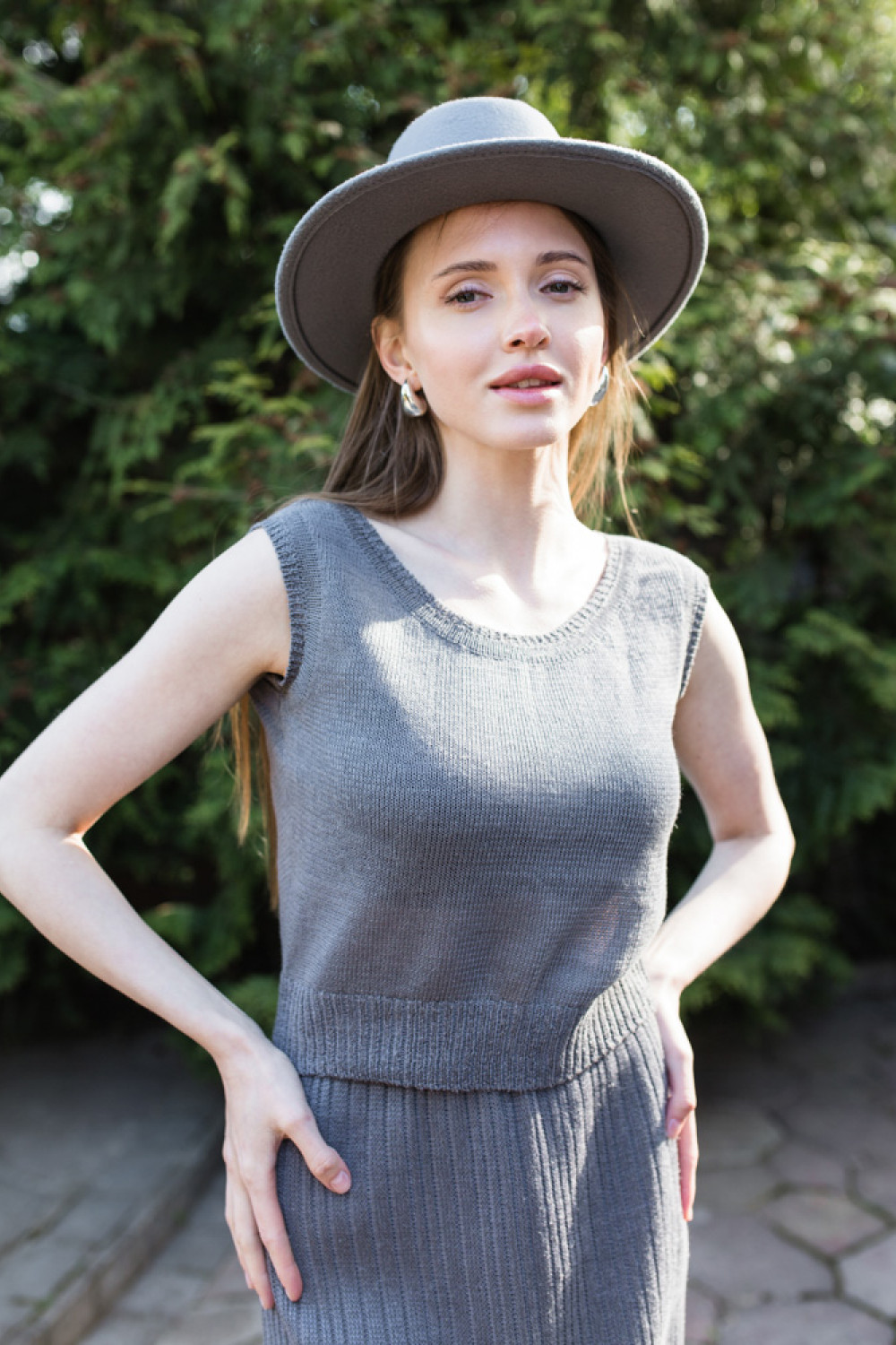 Блуза-топ 8-110 стальной