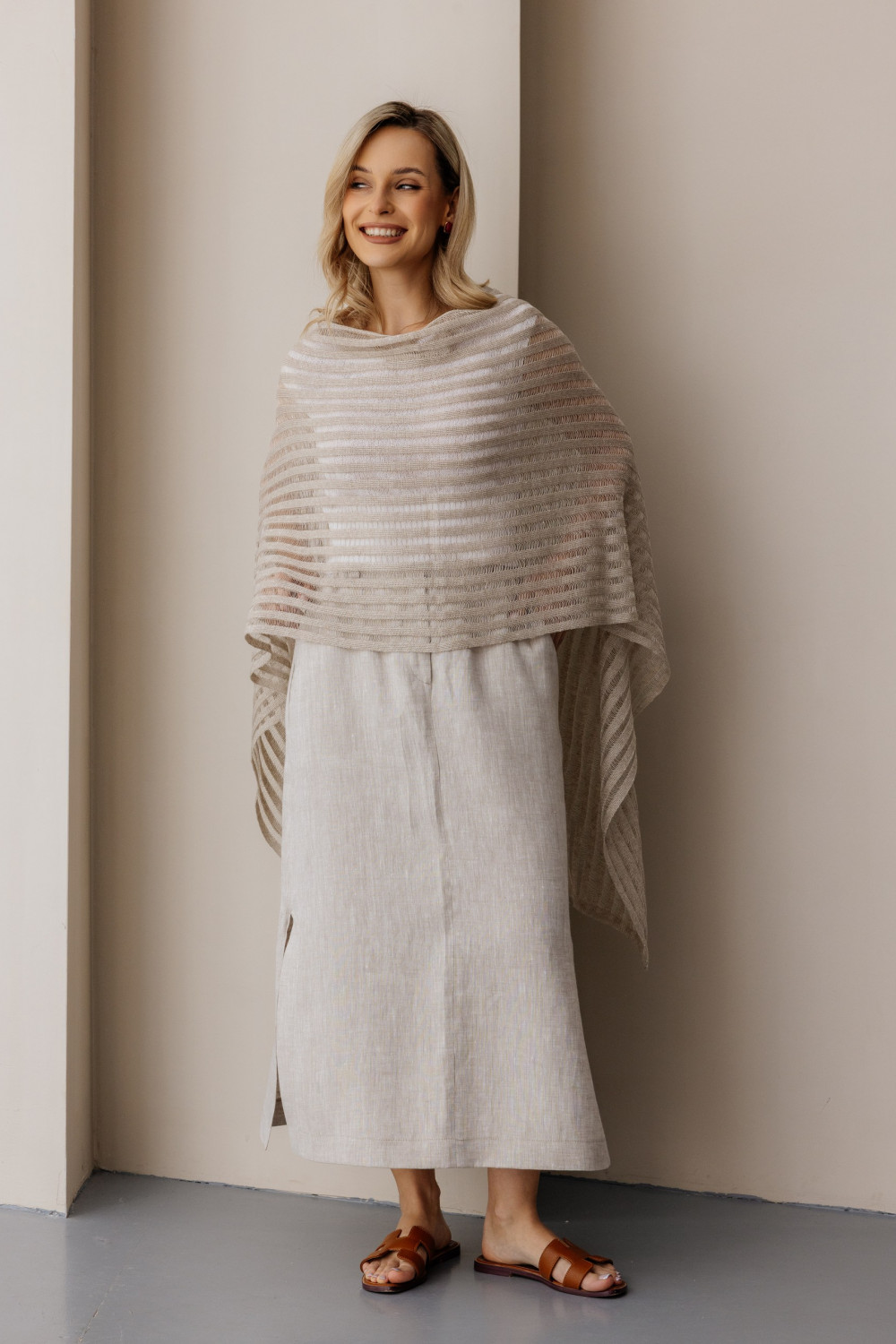 Палантин льняной 17-03