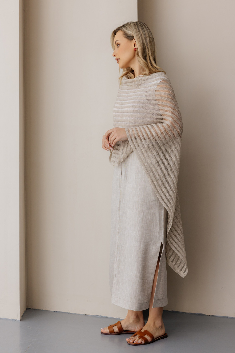 Палантин льняной 17-03