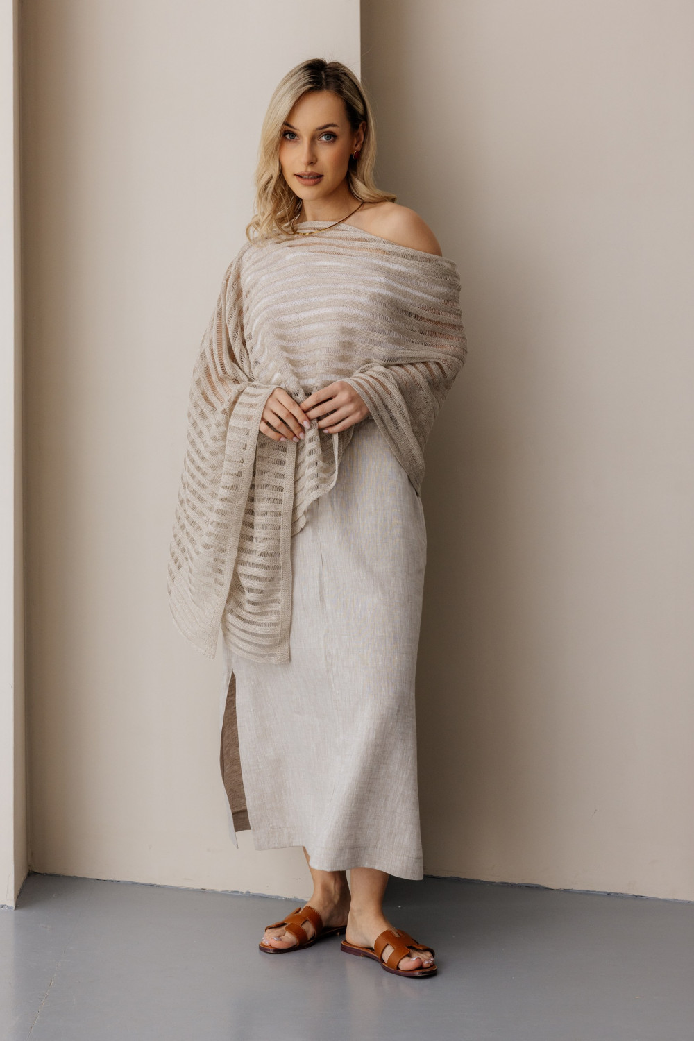 Палантин льняной 17-03