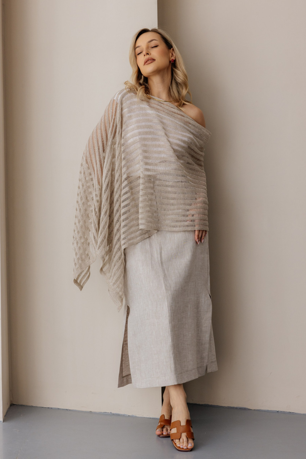 Палантин льняной 17-03