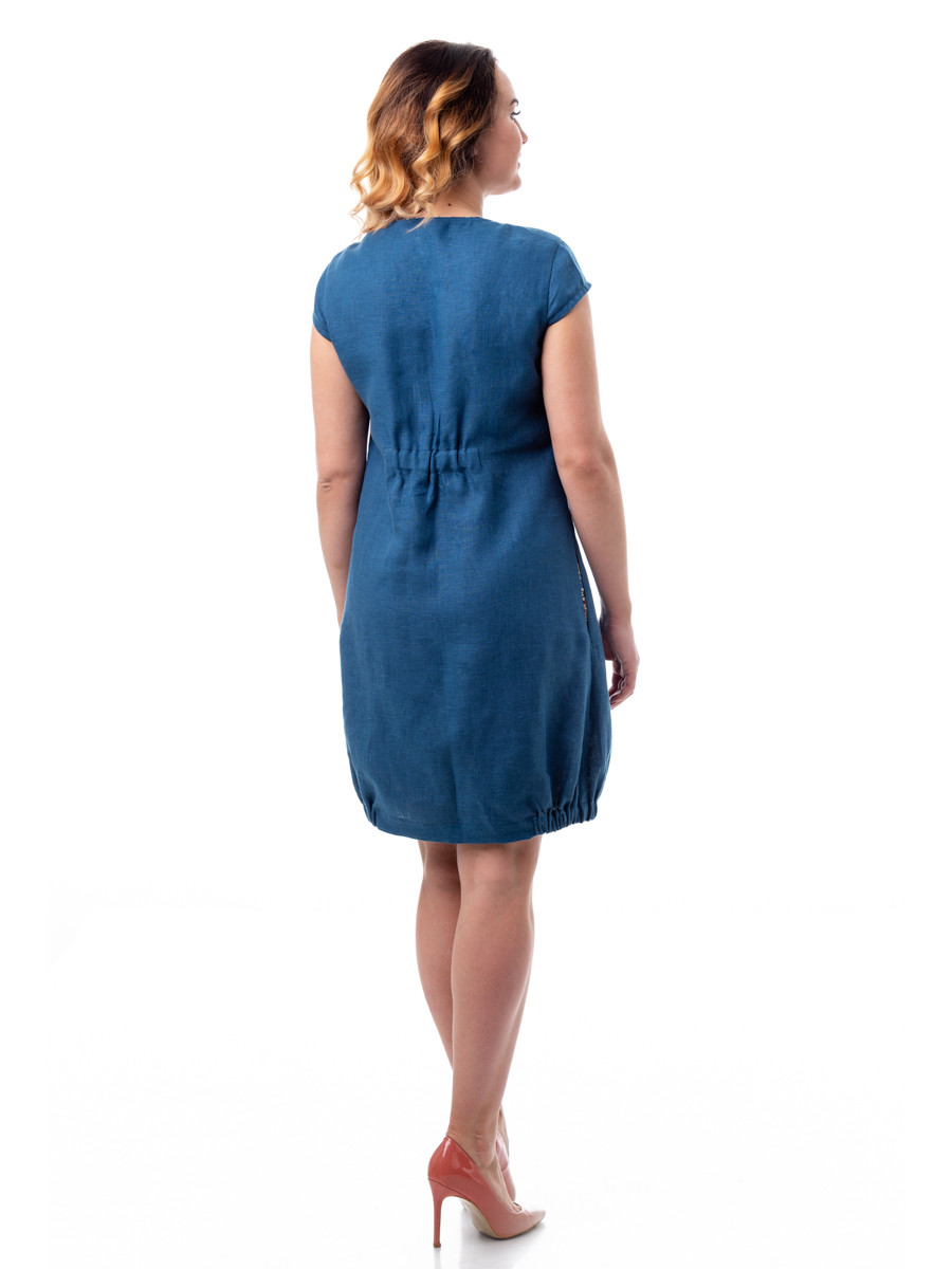 Платье из льна 14-17 синее