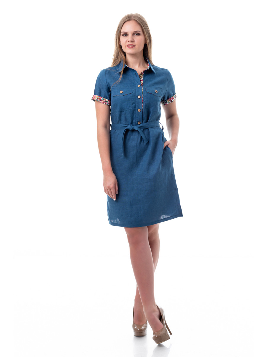 Платье из льна 14-23 т.синее